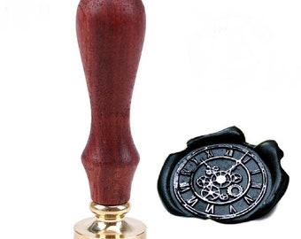 3cm - Seal with a clock for handcrafted wax stamp - Wax stamp clock for DIY creation