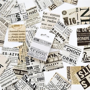 45 autocollants publicités vintage - Petits stickers pub rétro avec des textes vintage