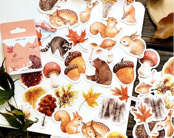 46 small autumn stickers with various patterns - Scrapbooking, bujo, decoration, card making...