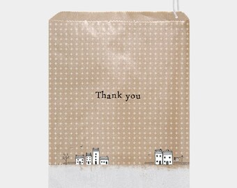 50 grandes poches en papier kraft - Sachet emballage, pochette  "Thank you"