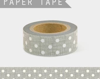 Rouleau de masking tape gris et blanc avec des pois - Joli rouleau adhésif déco