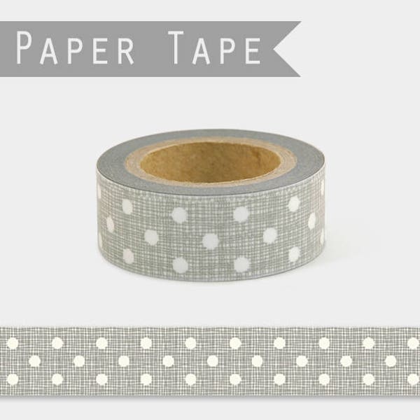 Rouleau de masking tape gris et blanc avec des pois - Joli rouleau adhésif déco