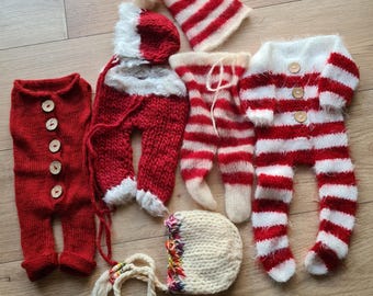 Christmas Newborn Photography Props Bundle – Handmade Knit Collection