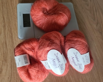 Debbie Bliss Angel Mohair & Silk Yarn Bundle – Coral – 4 Full Skeins + 1 Partial Skein