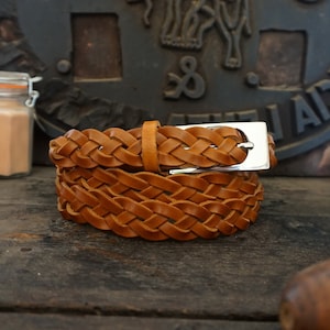 Classic hand woven leather belt - Mario Doni woven leather belt