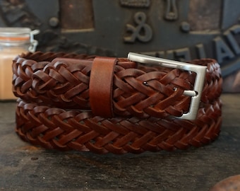 Cinturón clásico de cuero tejido a mano - Mario Doni cinturón de cuero tejido marrón