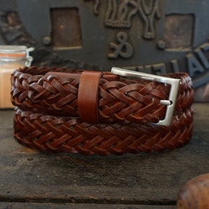 Classic hand woven leather belt - Brown Mario Doni woven leather belt