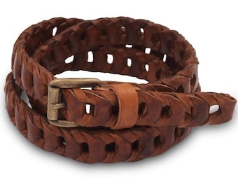 Classic Hand-Woven Leather Belt - Mario Doni