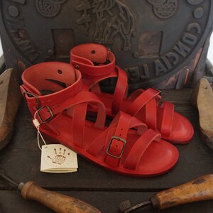 Woman handmade sandals in Vegetable tanned Leather image 4