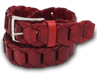 Braided belt made with Italian leather, Mario Doni leather belt, men's belt, handcrafted belt, women's belt