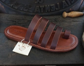 Herren Handgefertigte Sandalen aus Leder und Gemüseleder Mario Doni, Individualisierbare handgefertigte Ledersandale, Made in Italy