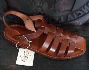 mens leather slide sandals uk