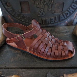 Handcrafted  men Sandals natural tanned leather, Fisherman Sandals for Men