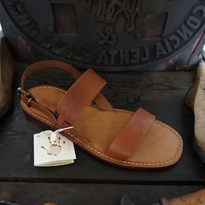 Mario Doni Men's Franciscan Sandals in Flexible Leather and Genuine Vegetable-Tanned Leather