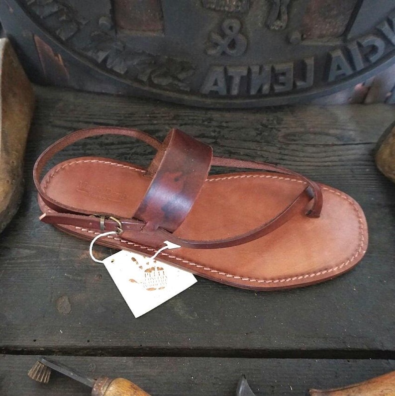 Mario Doni Men's Thong Sandals in Vegetable Tanned Leather and Leather, Handmade, Customizable Men's Leather Sandals, Made in Italy image 1