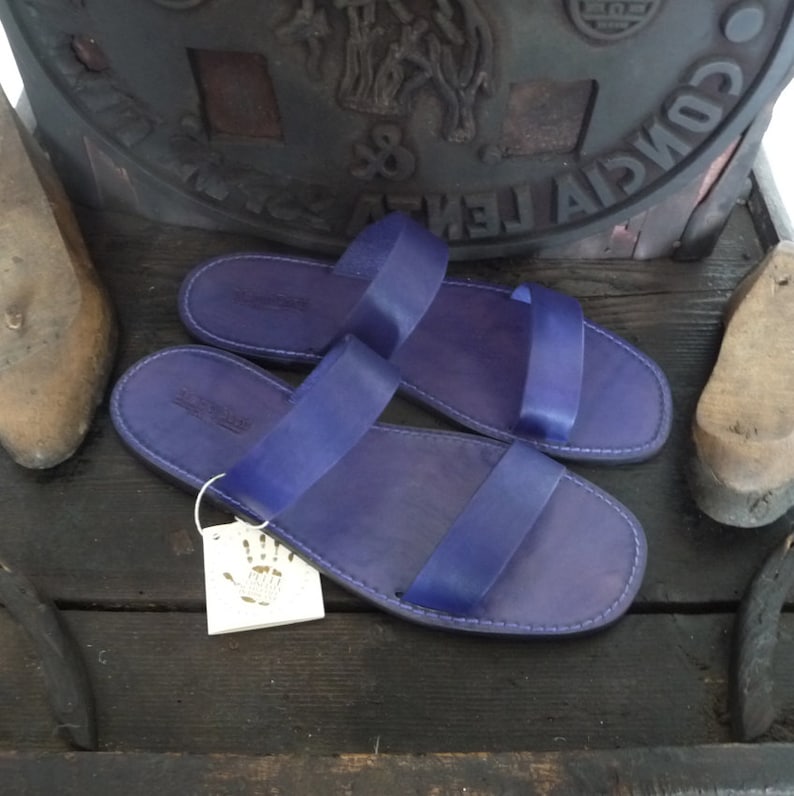 customized made in Italy Man Sandal in leather hand made colored Men handmade sandals in Vegetable tanned Leather Mario Doni
