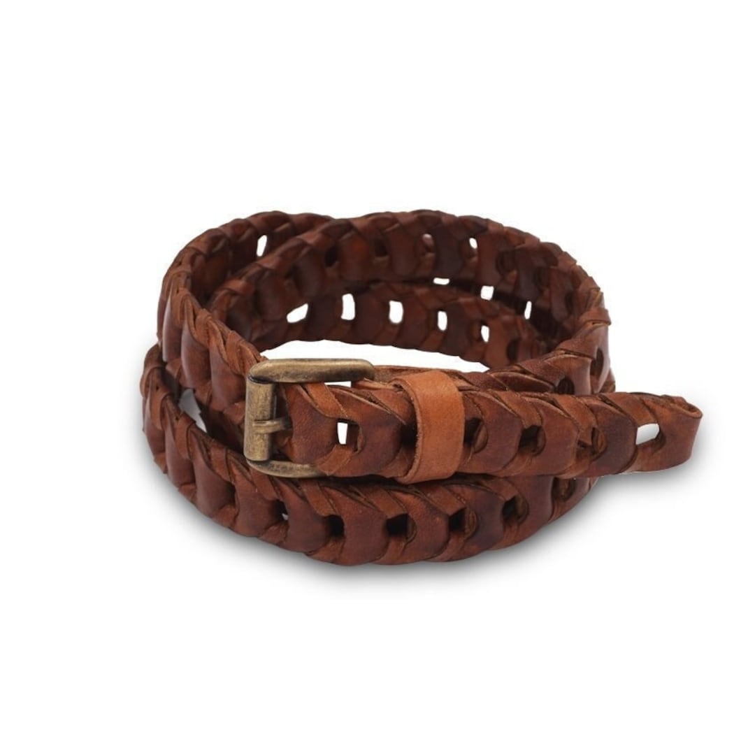 Classic Hand-woven Leather Belt - Mario Doni - Etsy display picture 3