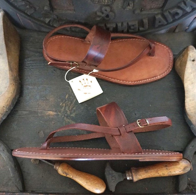 Mario Doni Men's Thong Sandals in Vegetable Tanned Leather and Leather, Handmade, Customizable Men's Leather Sandals, Made in Italy image 2