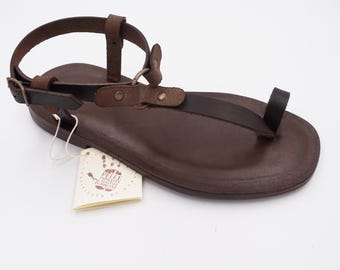 Handgefertigte Flip-Flop-Sandalen für Herren aus Leder und echtem pflanzlich gegerbtem Leder, italienische Ledersandalen von Mario Doni, handgefertigt Made in Italy