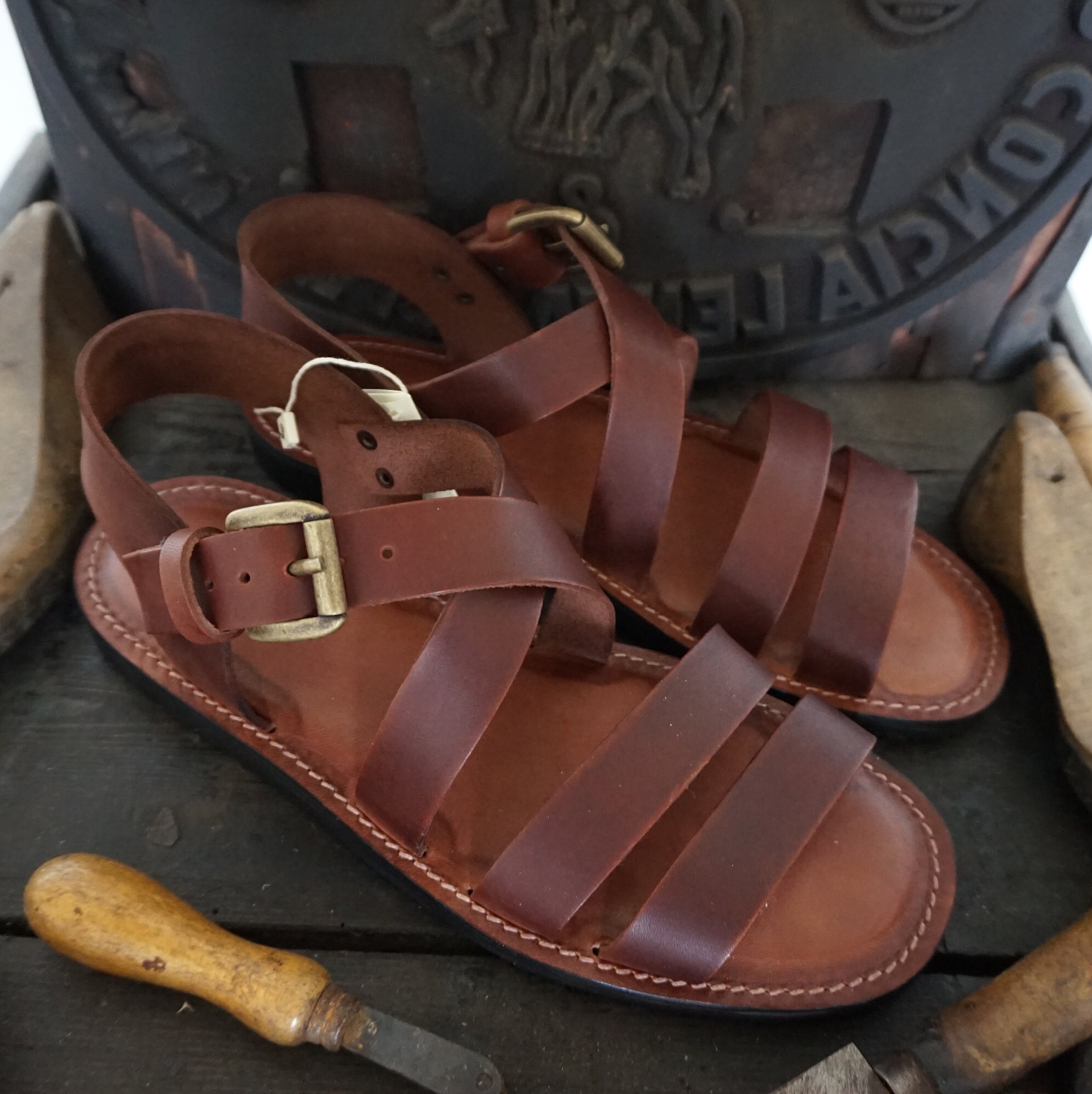 Men Handmade Sandals in Vegetable Tanned Leather Mario Doni - Etsy Canada