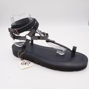 Handmade Men&#39;s Gladiator Sandals with Rubber Sole, Mario Doni Italian Leather Sandals, Handmade Roman Sandals Made to Order Made in Italy