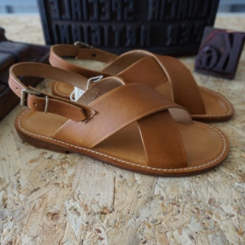 Men Handmade Sandals in Vegetable Tanned Leather Mario Doni | Etsy