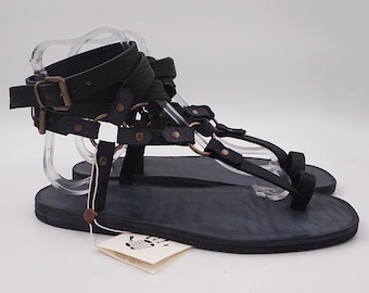 Mario Doni Men's Handmade Leather and Vegetable Tanned Leather Sandals, Customizable Handmade Leather Men's Sandals, Made in Italy