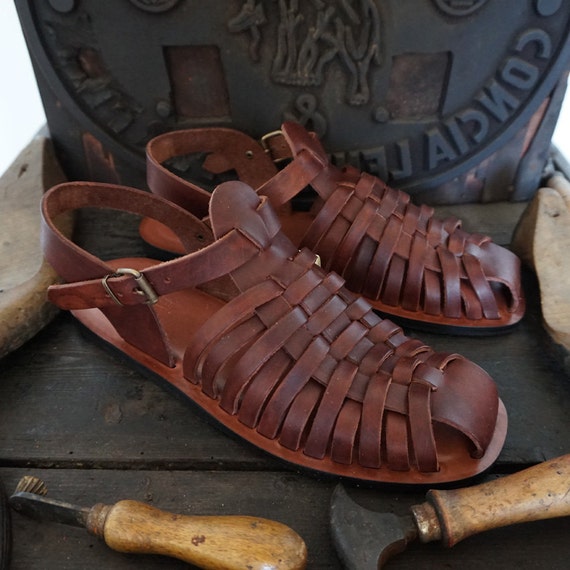 Sandali Artigianali da Uomo in Cuoio e Vera Pelle al Vegetale Scarpe Calzature uomo Sandali Sandali chiusi 
