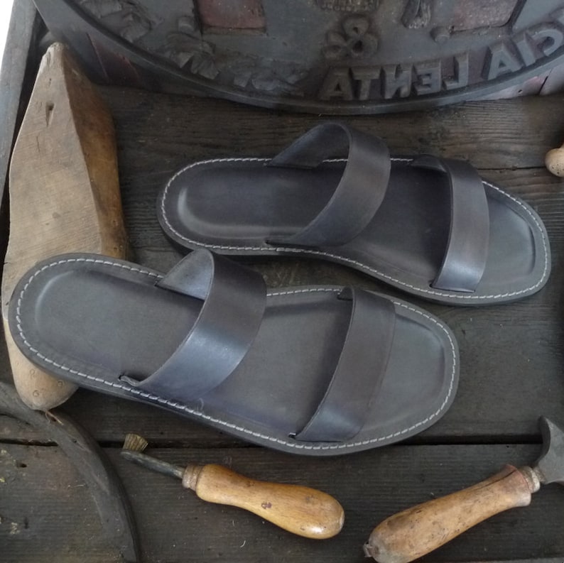 customized made in Italy Man Sandal in leather hand made colored Men handmade sandals in Vegetable tanned Leather Mario Doni
