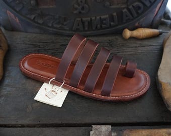Women's Sandals in Vegetable-Tanned Leather and Genuine Leather Made in Italy, Customizable Handmade Sandal, Mario Doni Handcrafted Sandals