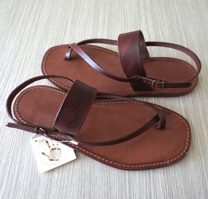 Mario Doni Men's Thong Sandals in Vegetable Tanned Leather and Leather, Handmade, Customizable Men's Leather Sandals, Made in Italy image 4