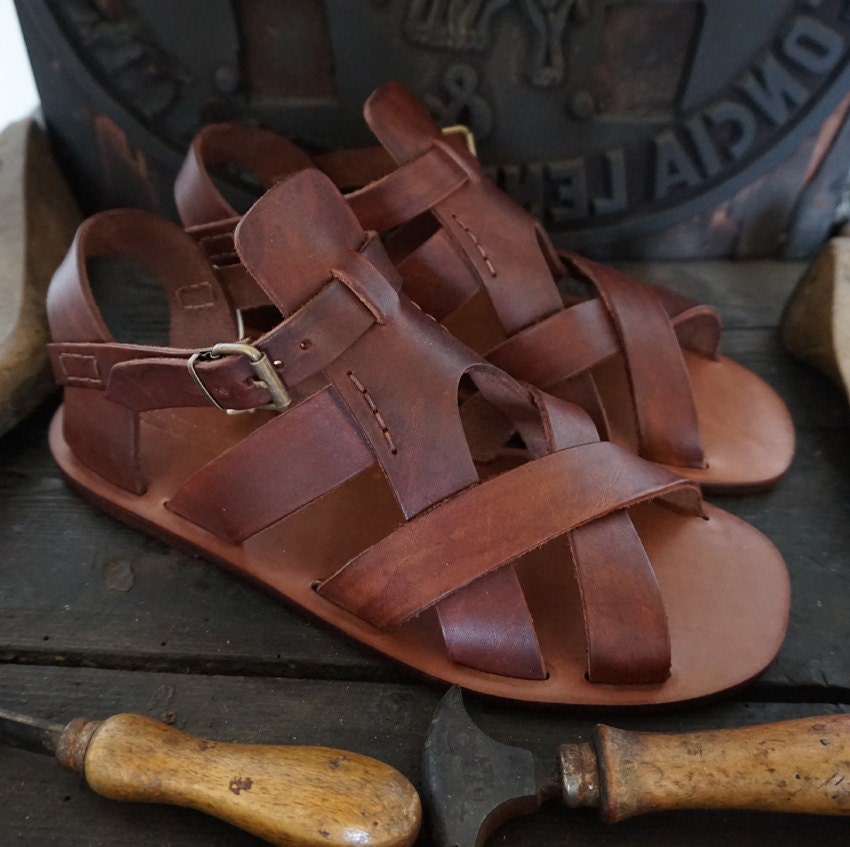 Sandalias hombre hechas mano en cuero y vegetal - Etsy España