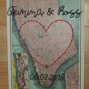 Heart Embroidery Post Card - Handmade and Personalised