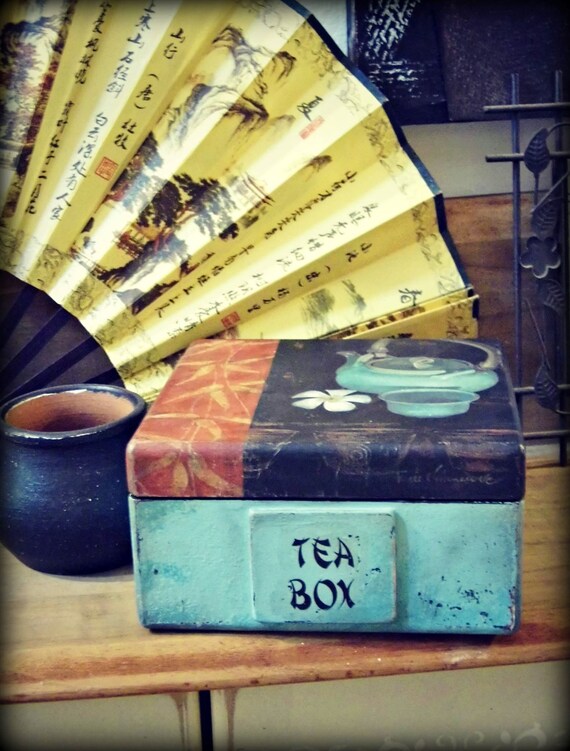 Decorative Tea Box Bag Storage Chest Of Rustic Image 0