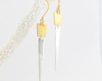 Sterling silver and gold plated drop earrings