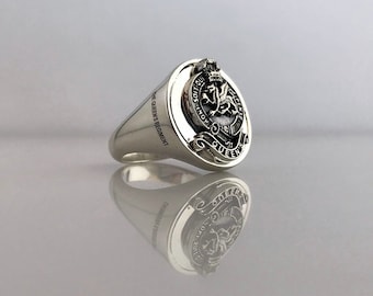 Queens Regiment Oxidized Silver Emblem Ring