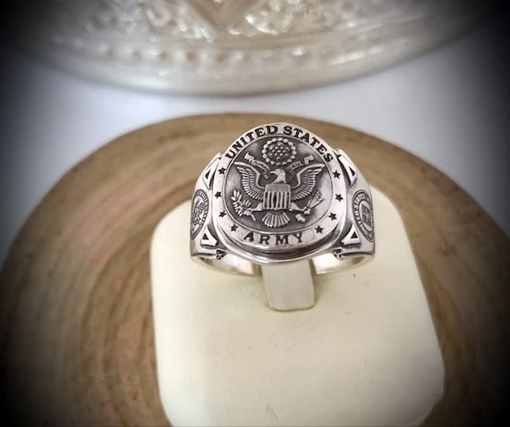 Silver army ring best sale