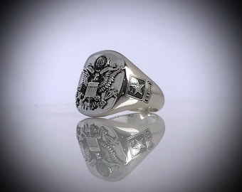 United States Army Eagle Bespoke Sterling Silver Ring By  Sir Yes Sir