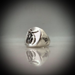 Shriner Bespoke Masonic Ring Sterling Silver Oxidized Emblem
