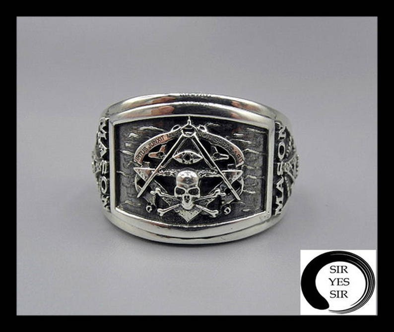 Masonic Ring for Men Skull Design Sterling Silver Cigar Band - Etsy