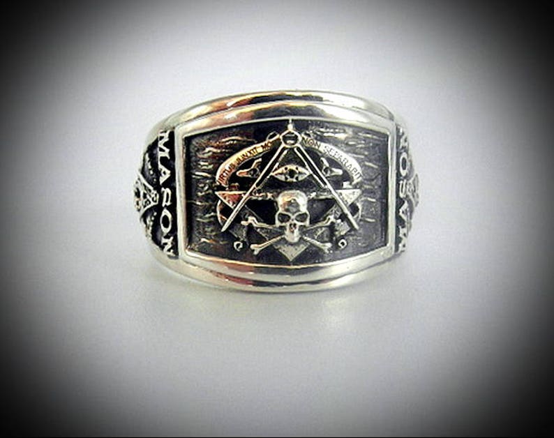 Masonic Ring for Men Skull Design Sterling Silver Cigar Band - Etsy