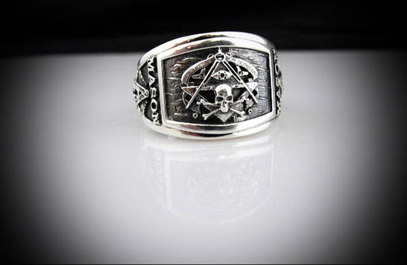 Masonic Ring for Men Skull Design Sterling Silver Cigar Band - Etsy