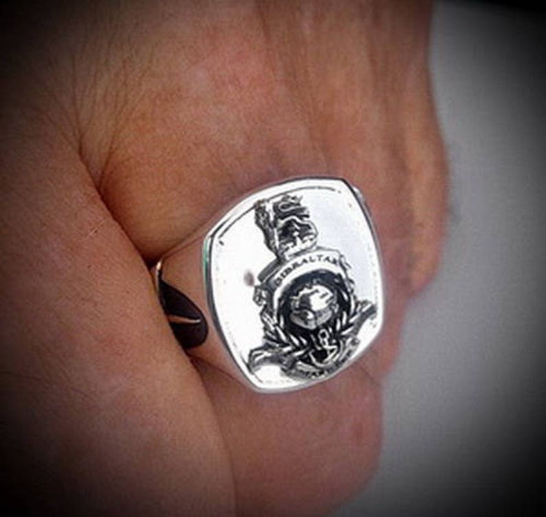 Royal Marines Bespoke Sterling Silver Ring Gold Plated Emblem - Etsy