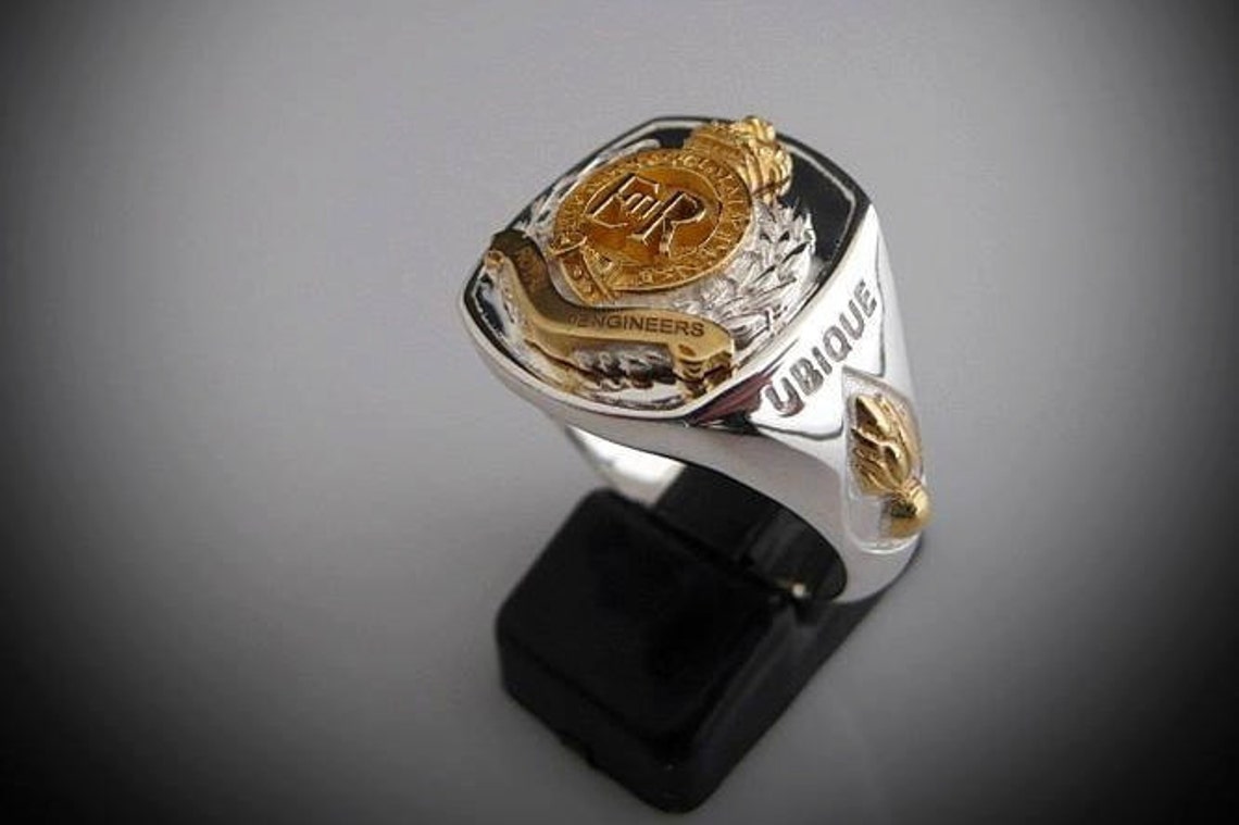Royal Engineers Bespoke Gold Plated Emblem Ring by Sir Yes Sir Etsy UK
