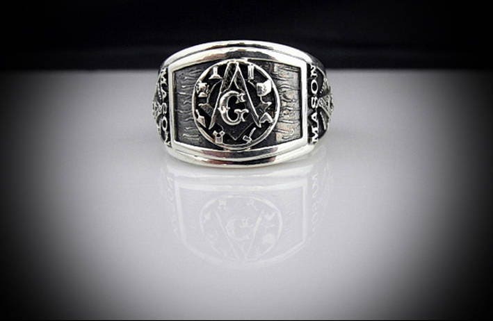 Masonic Silver Ring for Men Design Sterling Silver Cigar Band | Etsy