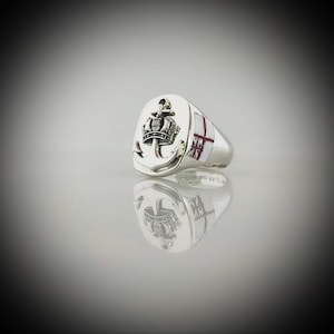 Royal British Navy Bespoke Ring Oxidized Silver Emblem