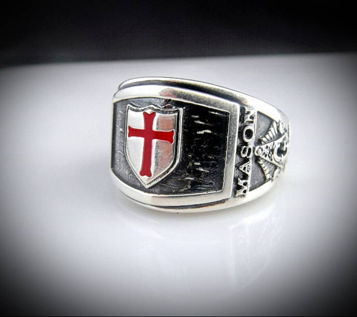 Knights Templar Silver Masonic Bespoke Cigar band Ring | Etsy