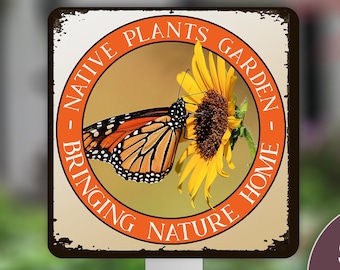 Native Plants Garden, Monarch Butterfly Garden, Sunflower Gifts, Pesticide Free, Summer Garden Art, Farmhouse Decor, Pollinator Garden Sign