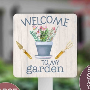 Welcome To My Garden, Yard Sign, Flower Bed, Landscaping Decor, Patio Decoration, Aluminum Lawn Decor, Metal Garden Sign, Front Porch Art image 1