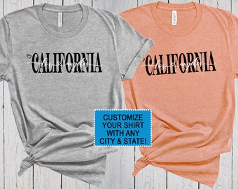California Map T-Shirt Los Angeles Men T Shirt California USA Los Angeles Map T-Shirt